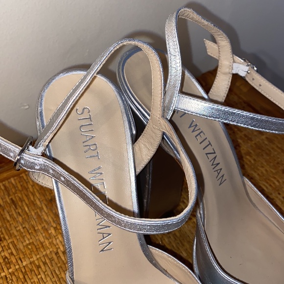 Skyhigh Metallic Ankle-strap Platform Pumps In Silver - Picture 5 of 8
